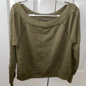 A&F Olive Green Off-Shoulder Crew